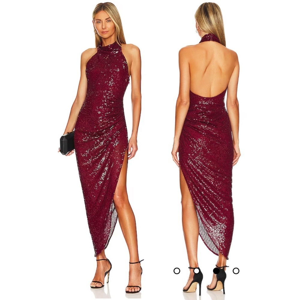 NWT In the Mood for Love Marissa Cocktail Dress Sequins Wine Color Revolve